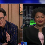 Voting champion Stacey Abrams tells Stephen Colbert to bet blue in tomorrow's Georgia runoff