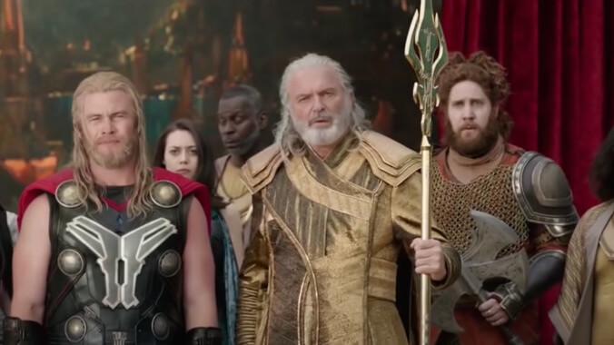 God bless Sam Neill, confused as hell on the set of Thor: Ragnarok