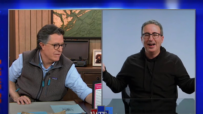 Stephen Colbert shocks John Oliver with the big reveal of Oliver's inner Muppet