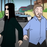 Cartoon Ozzy Osbourne and Post Malone escape the cops in "It's A Raid" music video