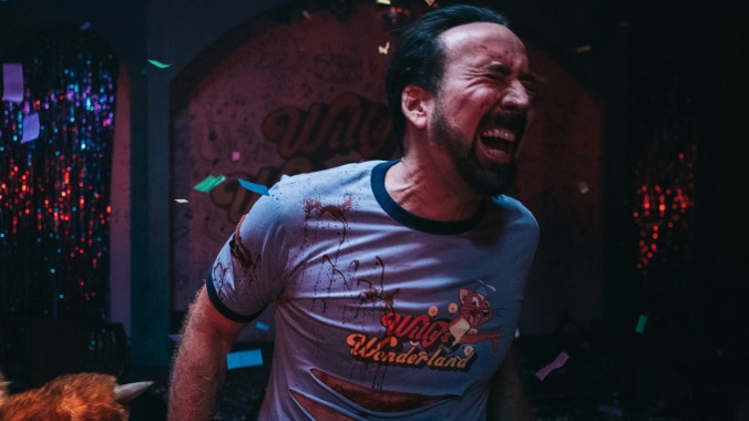 Nic Cage is a silent brute in the chintzy Five Nights At Freddy’s mockbuster Willy’s Wonderland