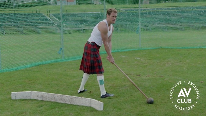 Outlander pals Sam Heughan and Graham McTavish swing big sticks in this Men In Kilts exclusive clip