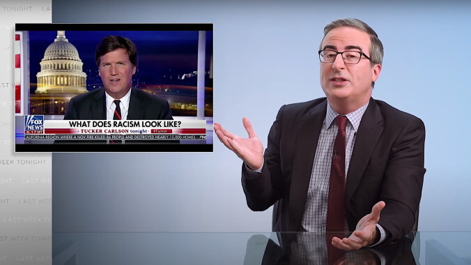 John Oliver weighs whether mocking Tucker Carlson's racism is more dangerous than ignoring it