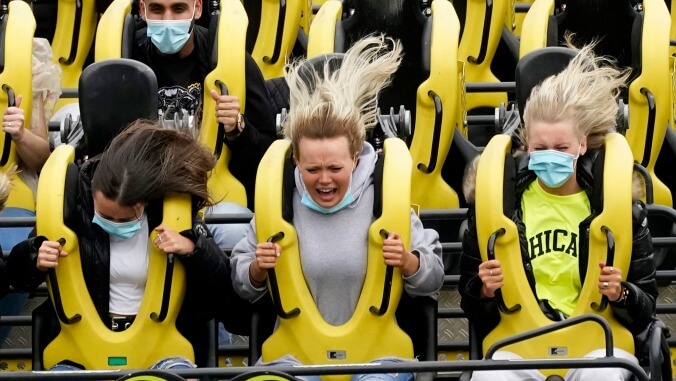 California theme parks are re-opening and they want guests to keep their mouths shut. Good luck with that.