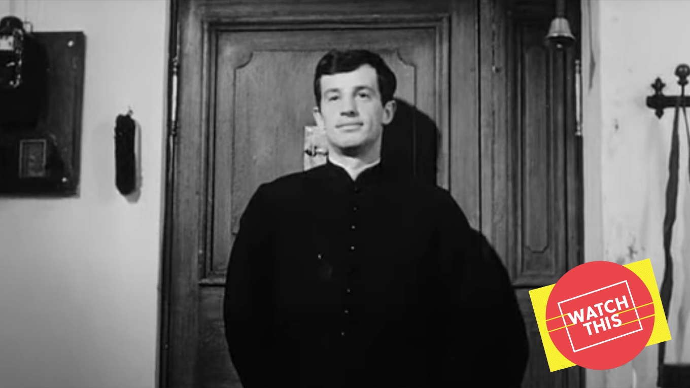 French New Wave icon Jean-Paul Belmondo played against type as Léon Morin, Priest