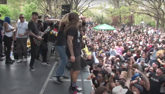 A hardcore show was held at Tompkins Square Park under the guise of being a 9/11 memorial