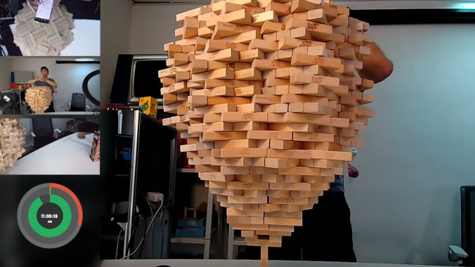 Adult man demolishes child's Jenga-stacking record and his dreams in very dramatic video