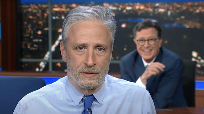 Jon Stewart sort-of endorses the COVID lab theory to The Late Show's first live audience