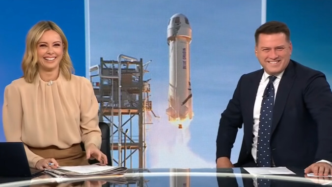 Hosts of Australia's Today giggle their way through a segment on Jeff Bezos' weiner-shaped spacecraft