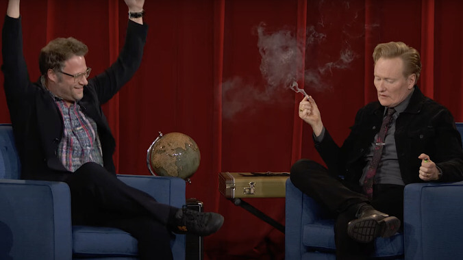 Conan O'Brien finally takes Seth Rogen's advice and smokes weed onstage