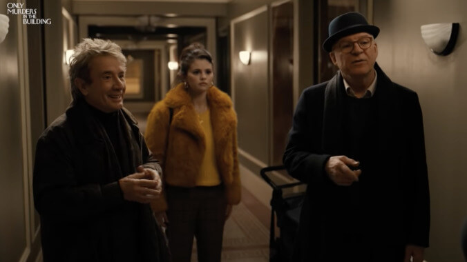 Steve Martin, Martin Short, and Selena Gomez investigate Only Murders In The Building for Hulu