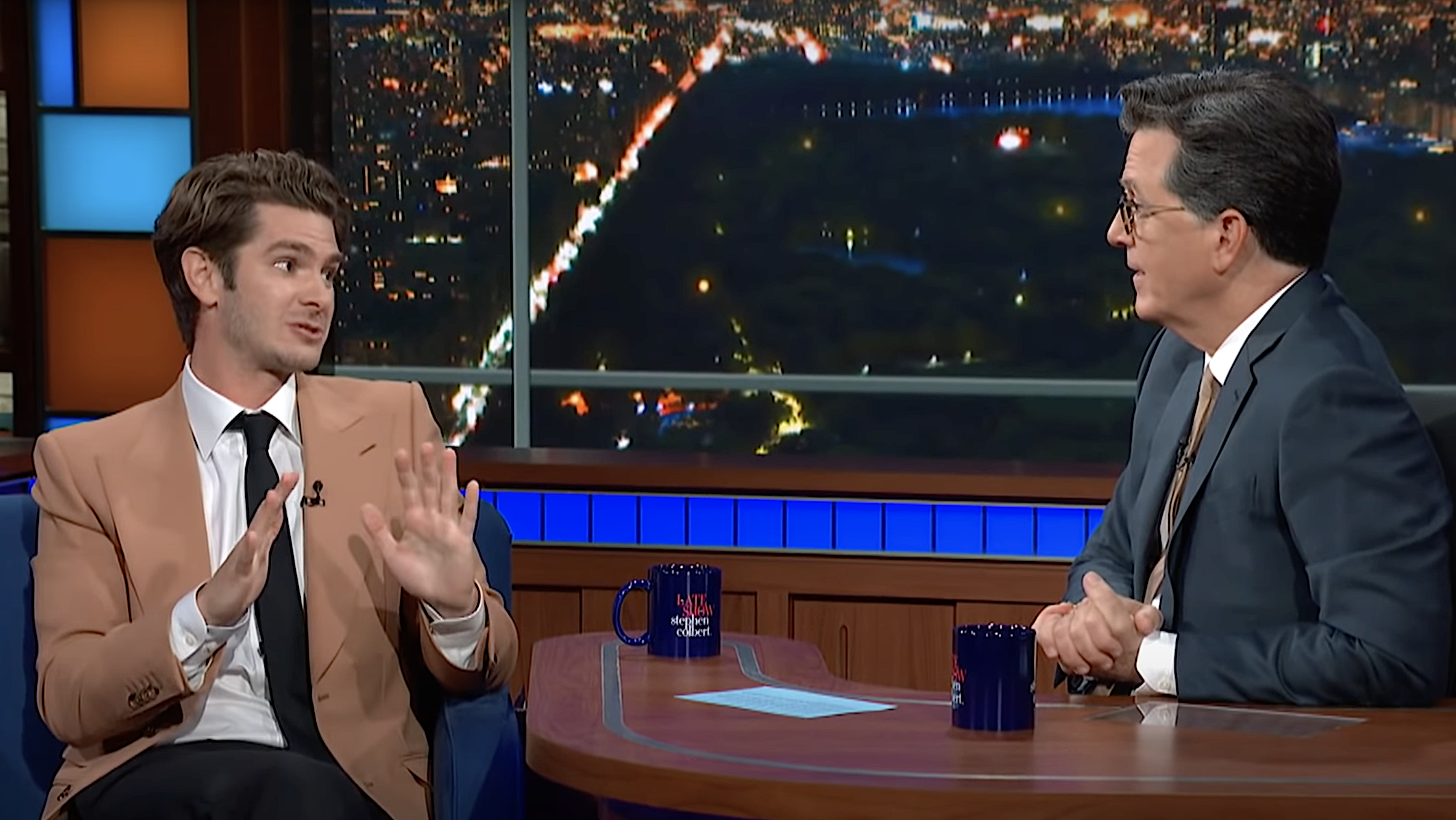 Andrew Garfield gets affectingly real about acting, tells Stephen Colbert he fibbed his way into a musical