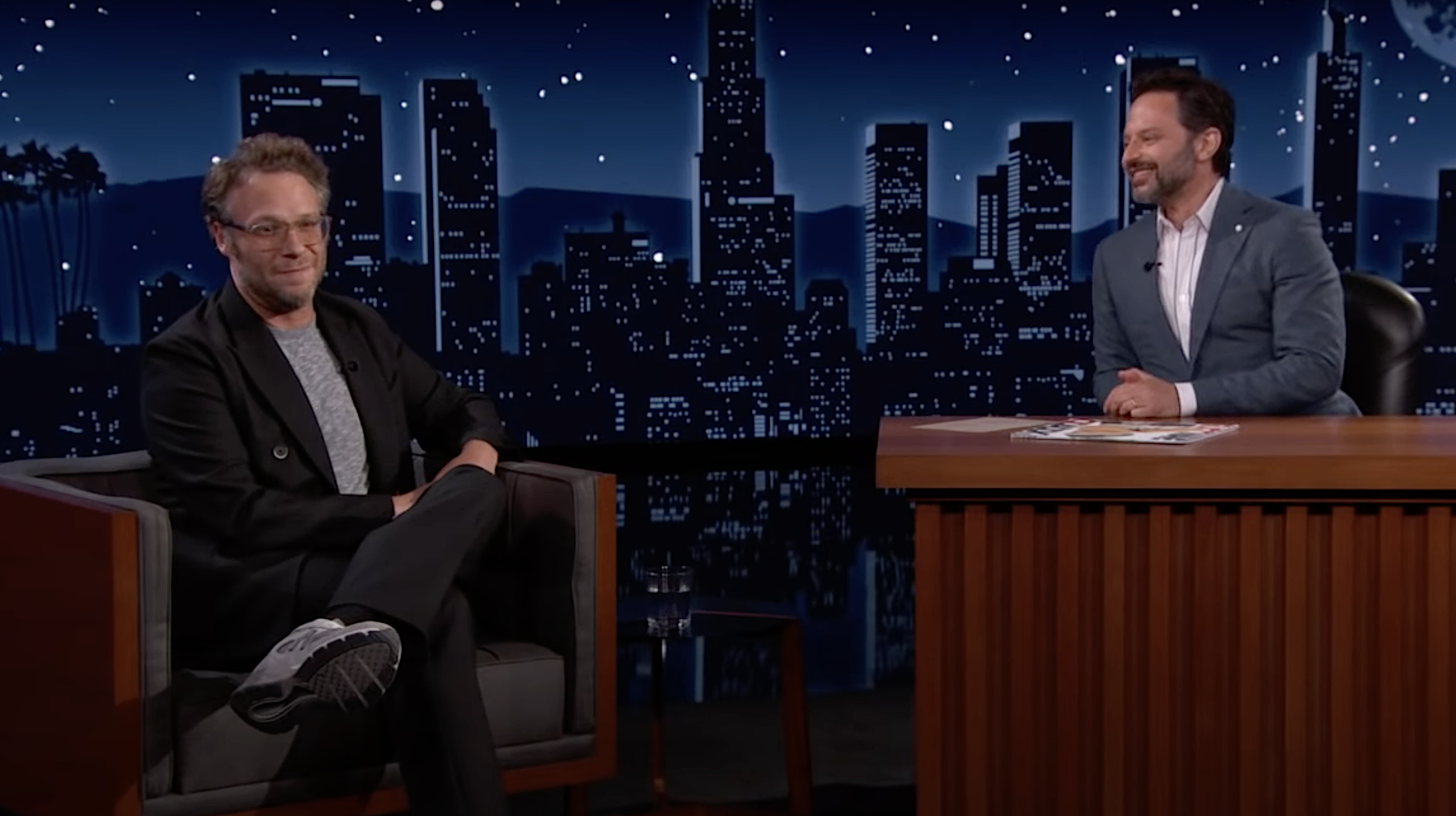 With pal Nick Kroll hosting, Seth Rogen finally gets to tell his late-night dog penis anecdote