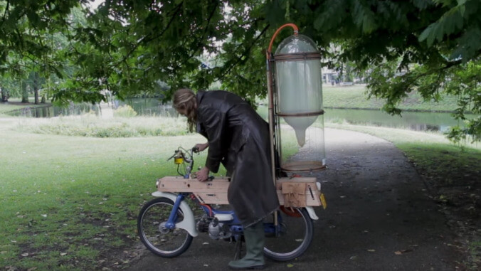 Man fuels his personal fart-cycle with gas from a swamp