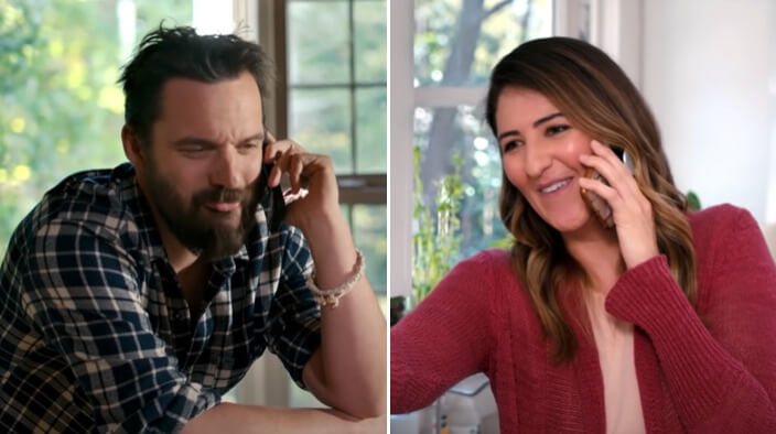 Jake Johnson and D'Arcy Carden share hilarious fake stories from the set of Ride The Eagle