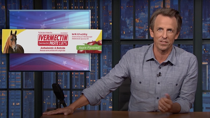 Seth Meyers begs viewers not to eat horsey medicine, since that's where we're at now