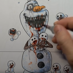Watch a horror artist turn a Frozen coloring book into a catalog of terrors