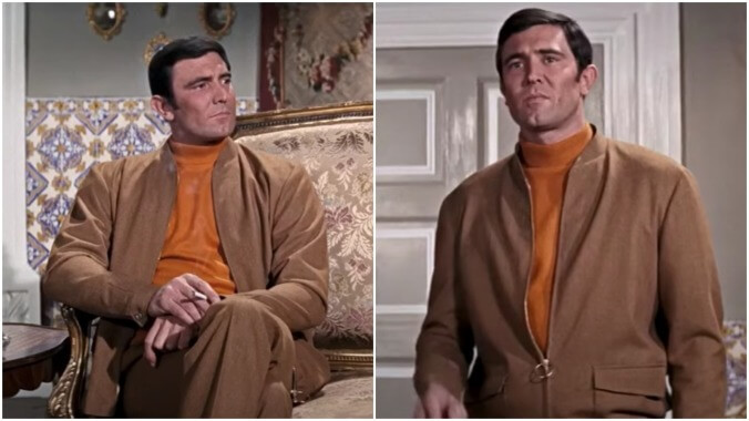 George Lazenby’s bold mock turtleneck in On Her Majesty’s Secret Service (1969)