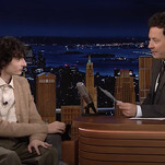 Finn Wolfhard practices his poker face while Jimmy Fallon asks about Stranger Things rumors