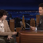 Finn Wolfhard practices his poker face while Jimmy Fallon asks about Stranger Things rumors