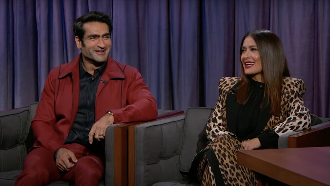 Kumail Nanjiani and Salma Hayek make for a charming Marvel Team-Up on Jimmy Kimmel Live