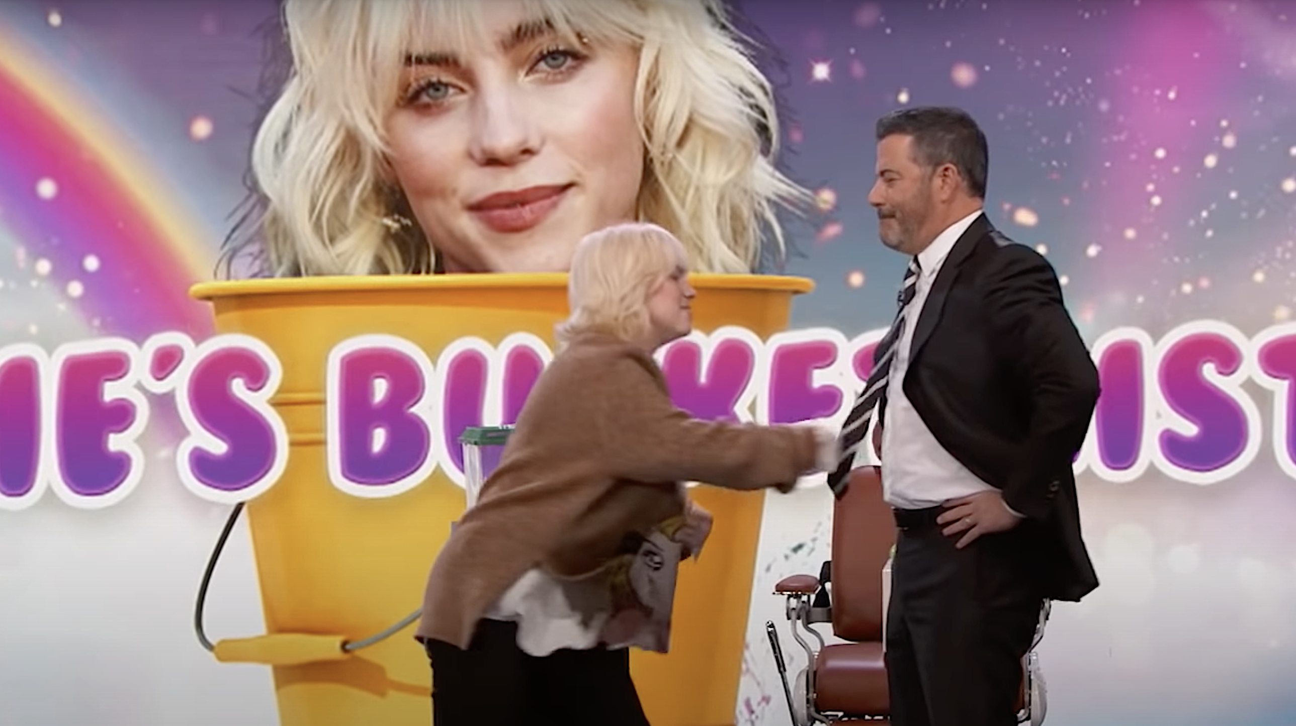 Jimmy Kimmel helps Billie Eilish cross items off of her childhood bucket list