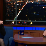 New sex ed podcaster Elizabeth Banks toasts the clitoris with Stephen Colbert