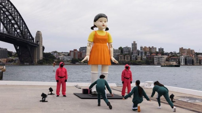 Sydney installs not-at-all ominous Squid Game death statue to stare out at city's residents