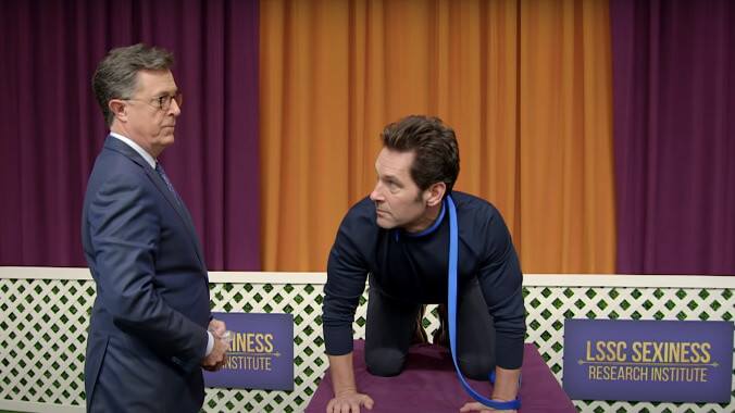 Stephen Colbert puts Paul Rudd through his paces before naming him America's sexiest good boy