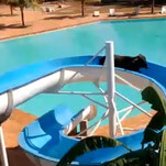 Cow escapes ranch, heads to resort, gets stuck on a waterslide