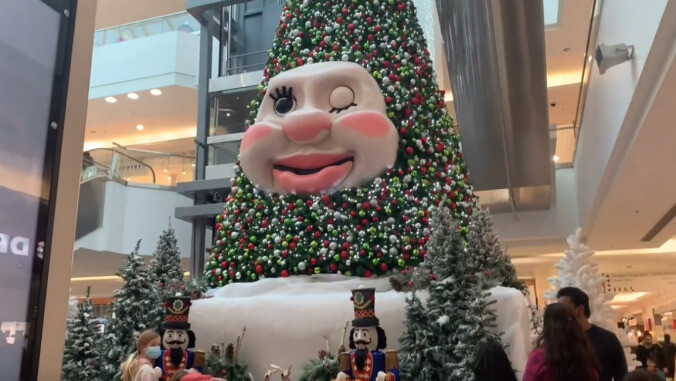 Woody, a talking, doe-eyed mall Christmas tree, has returned after 15 years of hibernation