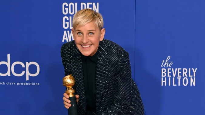 Ellen DeGeneres takes a mighty tumble