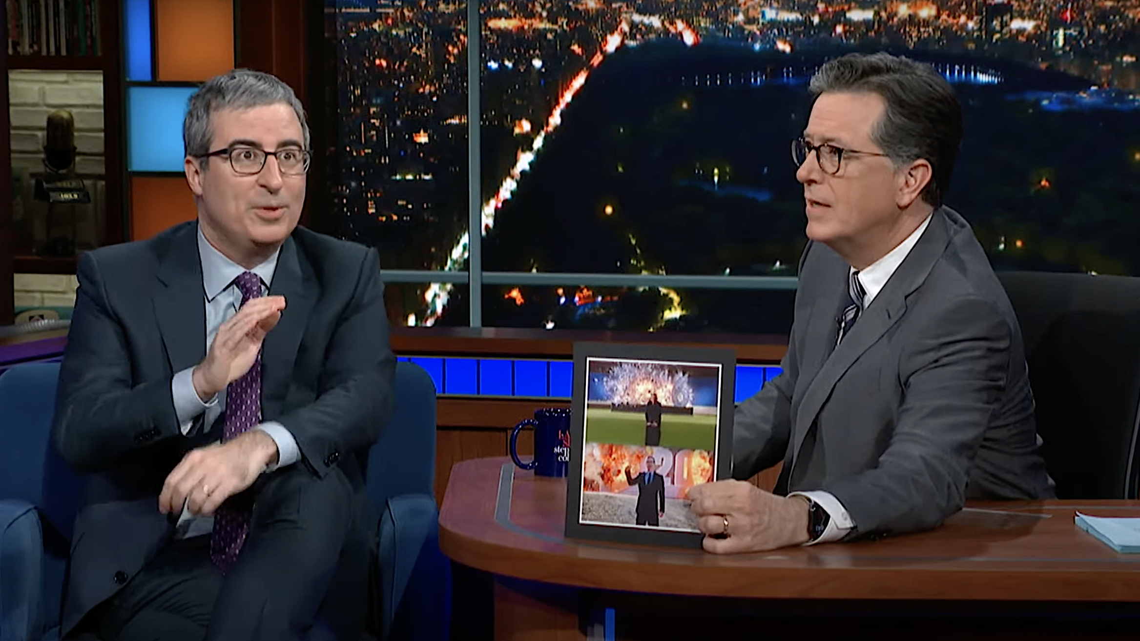 John Oliver only hopes Last Week Tonight‘s ninth season doesn’t end by blowing up 2022 real good