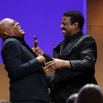 Denzel Washington was damn happy to give Samuel L. Jackson his honorary Oscar last night