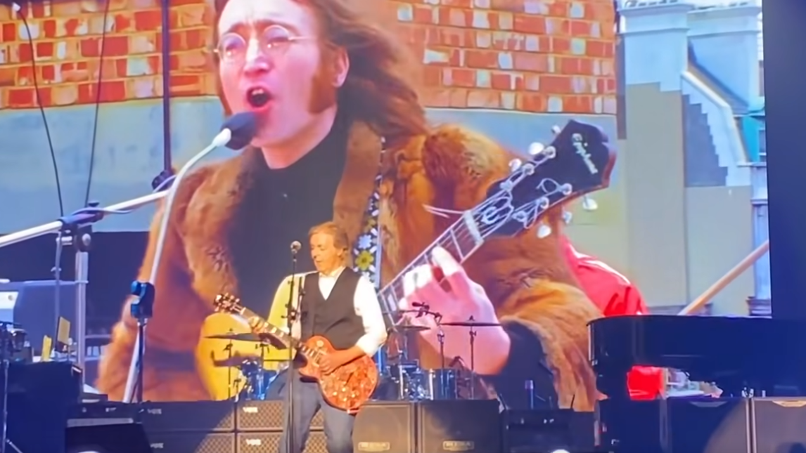 Paul McCartney performed “I’ve Got A Feeling” alongside footage of John Lennon last night