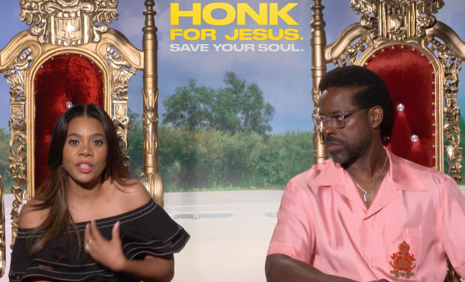 Regina Hall & Sterling K. Brown get real about faith and Honk For Jesus. Save Your Soul