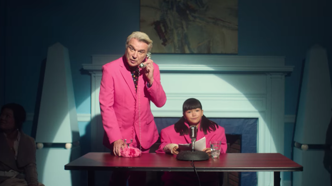 Tentative decisions: David Byrne declined John Mulaney’s request to wear the big suit again in Sack Lunch Bunch