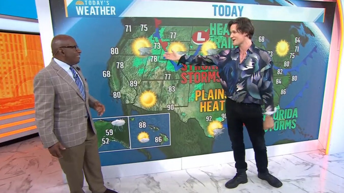 Matt Smith takes a break from playing jerks on TV to help Al Roker with the weather forecast