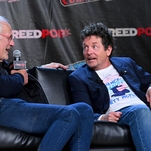 Michael J. Fox and Christopher Lloyd reunited for a Back To The Future panel at Comic Con tonight