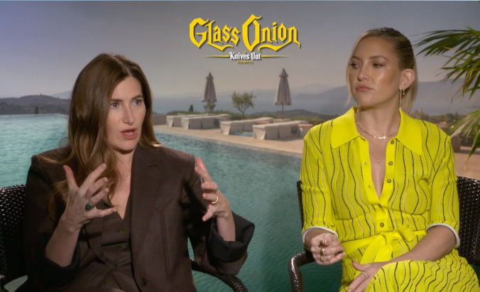 Kate Hudson and Kathryn Hahn peel back Glass Onion details