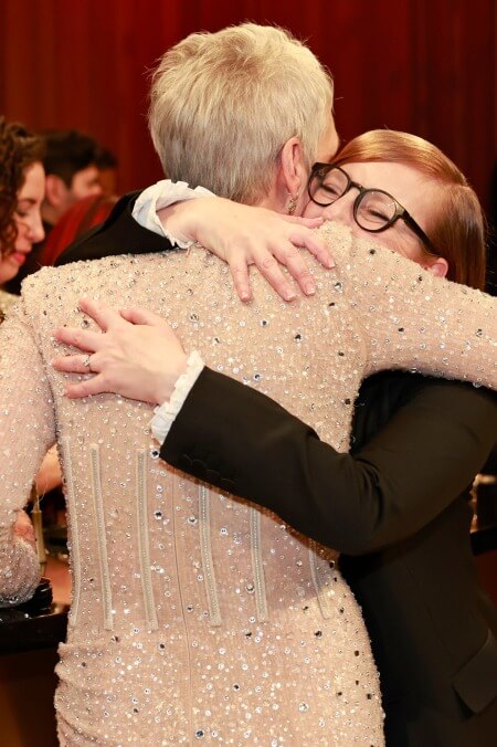 Best Supporting Actress and Best Adapted Screenplay winners Jamie Lee Curtis and Sarah Polley