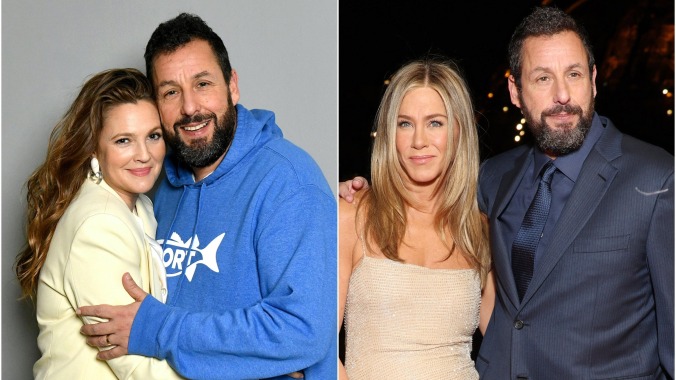 Adam Sandler and Jennifer Anniston have a pitch for a movie with Drew Barrymore