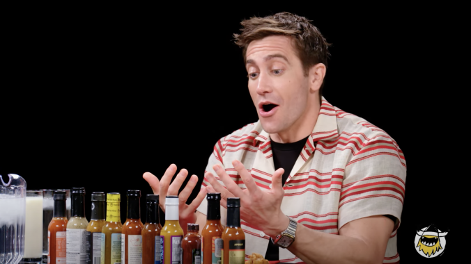 Jake Gyllenhaal riffed on Hot Ones about riffing while filming Guy Richie’s The Covenant