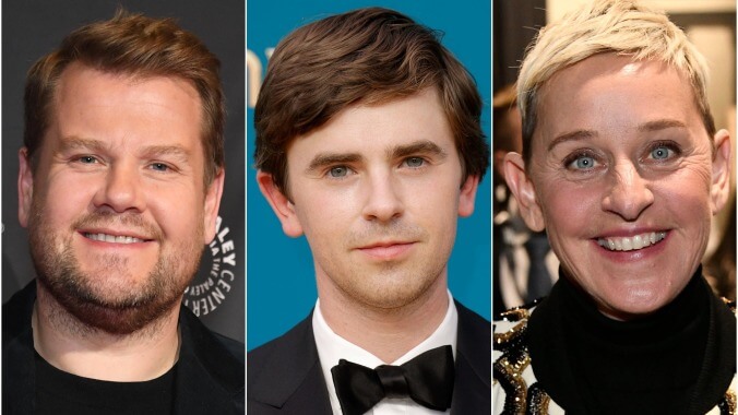 Which talk show host was Freddie Highmore hiding from in the broom closet?