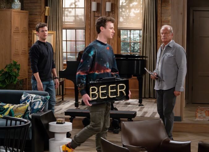 Jack Cutmore-Scott as Freddy Crane, Anders Keith as David and Kelsey Grammer as Frasier Crane