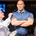 Dwayne Johnson has some notes for his wax figure
