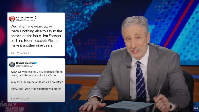 Jon Stewart uses second Daily Show appearance to address criticism of first Daily Show appearance