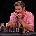 It might have been harder for Chris Hemsworth to conquer Hot Ones than the Fury Road