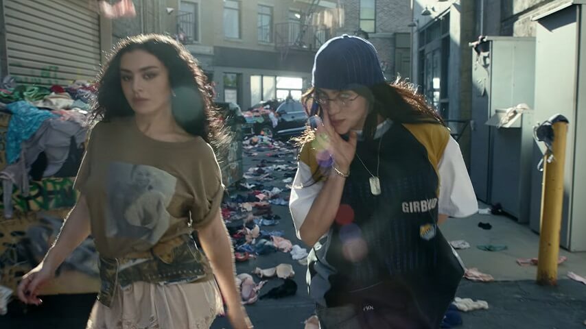 Charli XCX and Billie Eilish play with underwear, big trucks in 