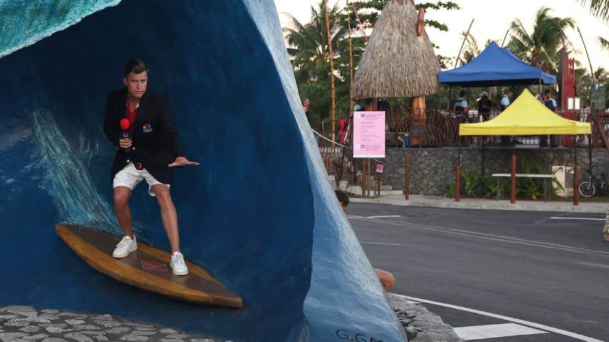 So ends Colin Jost’s infection-filled dalliance as Olympics surfing correspondent